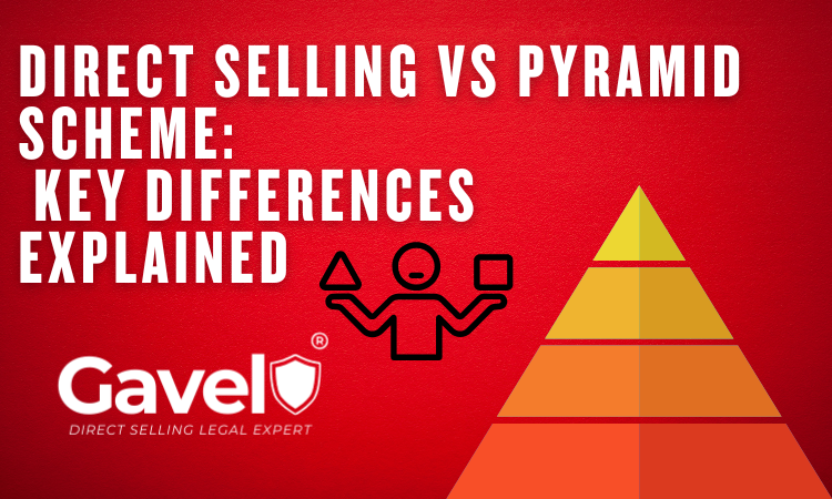 Direct selling company vs pyramid scheme comparison showing MLM company structure and legal business model